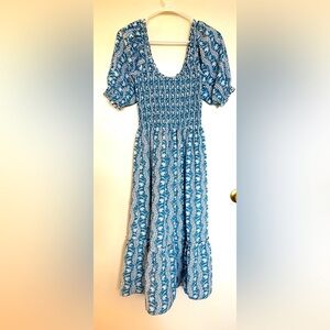 Hill House Louisa Crepe blue and white dress